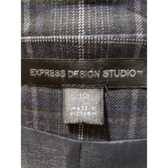Express Design Studio Women Gray Plaid Single Breasted Two Button Blazer Size 10 - Picture 9 of 13